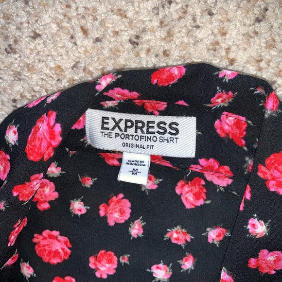 EXPRESS WOMENS SIZE MEDIUM BLACK PINK FLORAL BUTTON DOWN TANK TOP - Picture 5 of 9